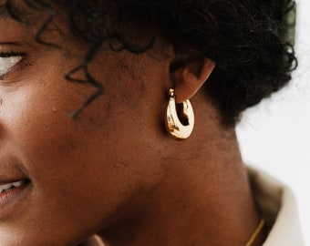 Simple Gold Chunky Hoops by West Jem Collective | Timeless Everyday Design Earrings