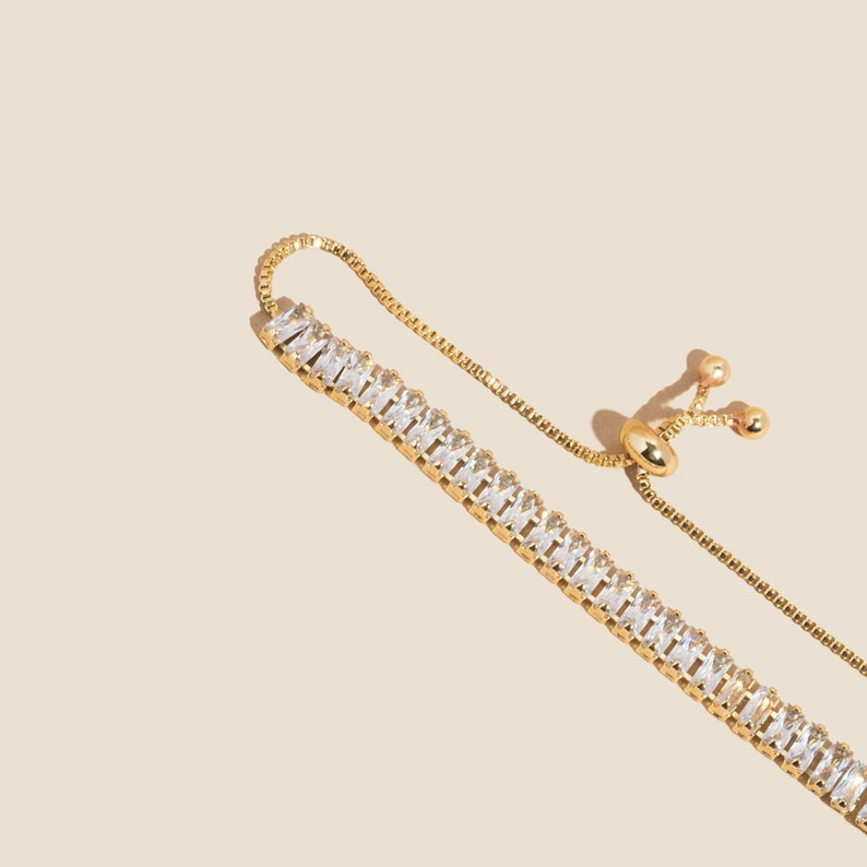 Emerald Cut Adjustable Gold Tennis Bracelet by West Jem Collective image 1