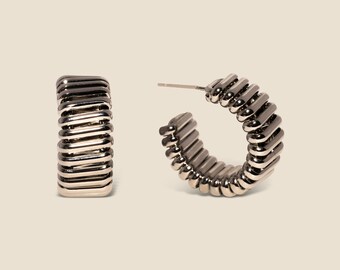 Silver Coil Chunky Hoops by West Jem Collective | Statement Everyday Earrings