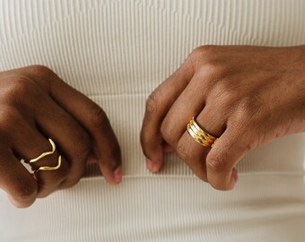 Triple Stack Gold Pave Ring by West Jem Collective | Gold Plated Everyday Jewelry