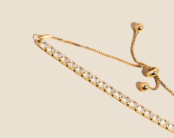 Adjustable Gold Tennis Bracelet by West Jem Collective