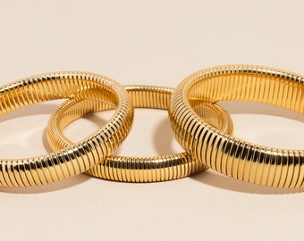 Gold Cobra Style Bangle by West Jem Collective | Stackable Everyday Bracelets