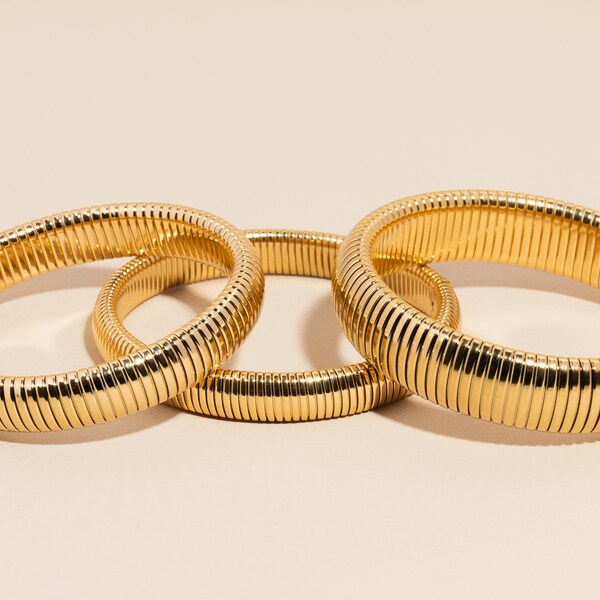 Gold Cobra Style Bangle by West Jem Collective | Stackable Everyday Bracelets