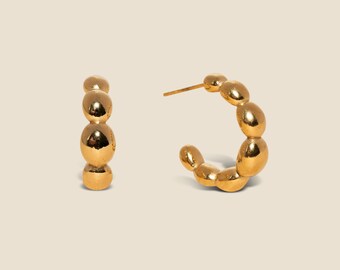 Gold Bead Hoop Earrings by West Jem Collective | Unique Everyday Earrings