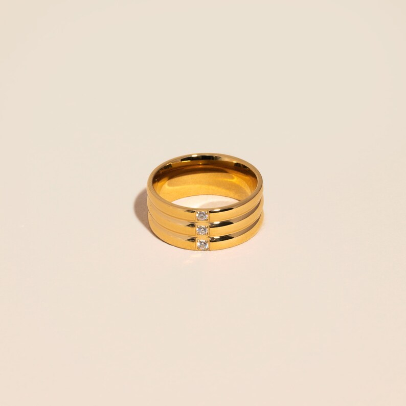 Triple Stack Gold Pave Ring by West Jem Collective Gold Plated Everyday Jewelry image 1
