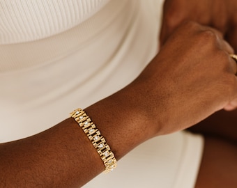 Gold Watch Band Style Bracelet by West Jem Collective | Link Style Bracelet