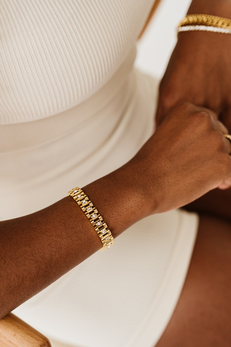 Gold Watch Band Style Bracelet by West Jem Collective Link Style Bracelet image 1