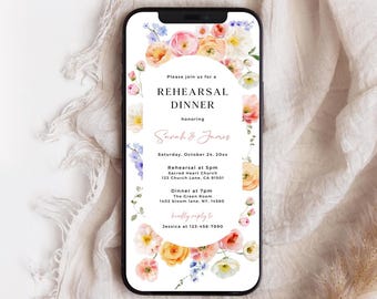 Floral Rehearsal Dinner Invitation: Editable Digital Template