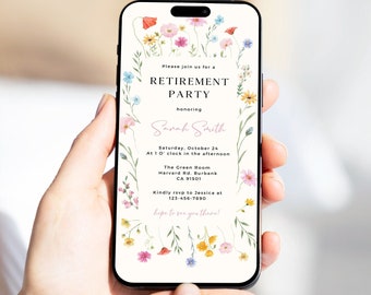 Wildflower Retirement Party Invitation: Editable Digital Evite (Canva Template)