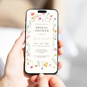 Wildflower Bridal Shower Digital Invitation: Editable Canva Template