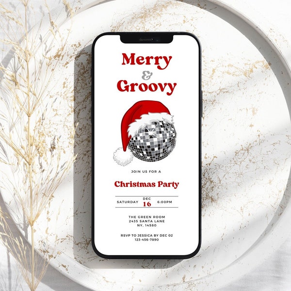 Disco Christmas Party Invitation Etsy