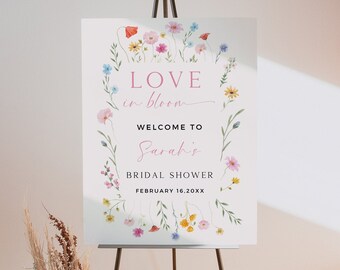 Wildflower Bridal Shower Welcome Sign: Spring Floral Poster (Canva Template)