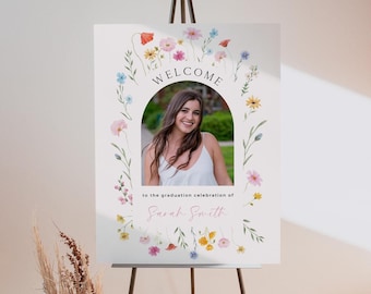 Wildflower Graduation Welcome Sign: Photo Entrance Poster (Canva Template)