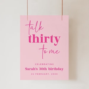 Talk Thirty to Me Willkommensschild: 30. Geburtstags-Party-Dekor (bearbeitbare Canva-Vorlage)