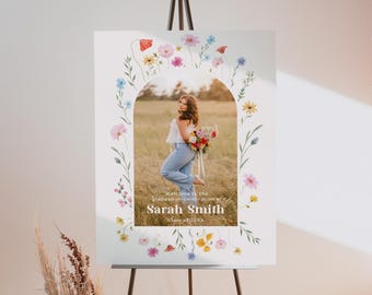 Wildflower Graduation Welcome Sign: Photo Entrance Poster (Canva Template)