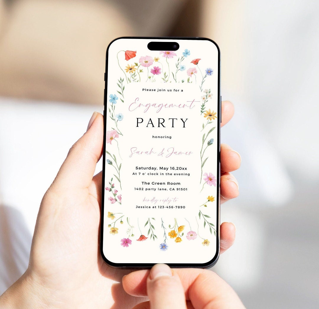 Wildflower Engagement Party Invitation: Editable Digital Evite (canva ...