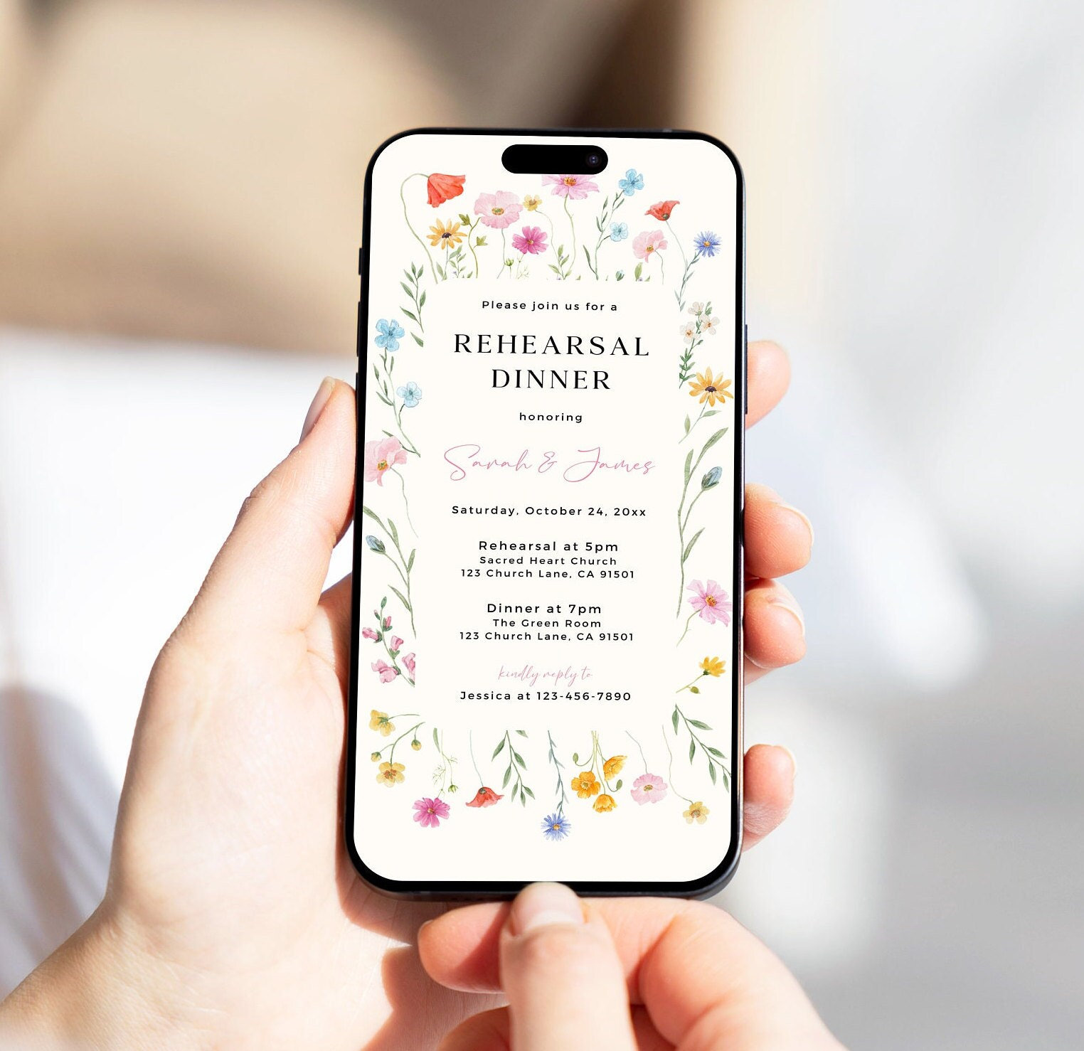 Wildflower Rehearsal Dinner Invitation: Editable Electronic Invite (Canva Template)
