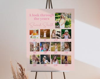 Cartello moderno rosa per collage di foto di laurea: decorazioni per la laurea (modello Canva modificabile)