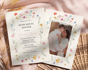 Invito per la cena di prova a tema fiori selvatici, invito per la sera prima (modello Canvas)