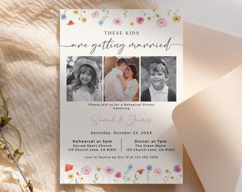 Invito per la cena di prova a tema fiori selvatici, Invito per il matrimonio di questi ragazzi (Modello Canvas)