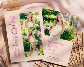 Modern examensfestinbjudan: Foto Grad Evite (Canva-mall)