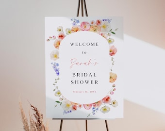 Wildflower Bridal Shower Welcome Sign: Editable Canva Template