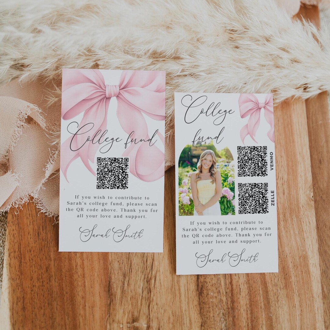 Graduation Qr Code Graduation College Fund QR Code Card, Editable Grad Party Insert (canva ...