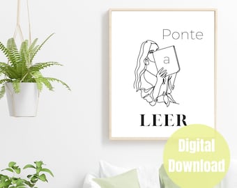 Ponte a Leer, Dormitorio, Arte de la pared latina, Arte de la pared latina, Impresión de arte de México, Arte de la pared mexicana, Impresiones de arte de México, Impresión, Leer, Lectura, Impresión del dormitorio