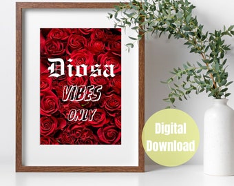 Solo Diosa Vibes, Diosa Vibes, Arte da parete latina, Stampa rosa, Rosas,Stampa d'arte messicana,Arte da parete messicana,Stampe d'arte messicana,Stampa,Arredamento latino,Arte