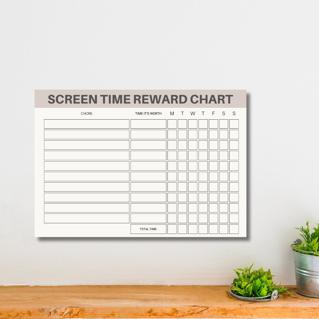 Screen Time Reward Chart // Chore // Home Organization // Kid's ...