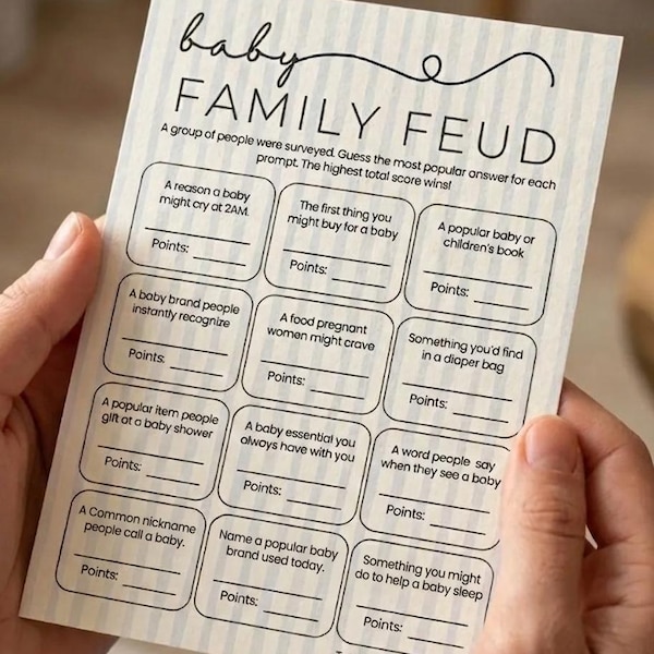 Babyfamiljefejd-lek | Babyshower-aktivitet (utskrivbar PDF 5x7)