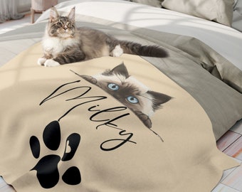 Personalized Ragdoll cat blanket,custom cat Blanket,cat name blanket,Xmas gift for cat lover, kitty name blanket, cat owner birthday gif