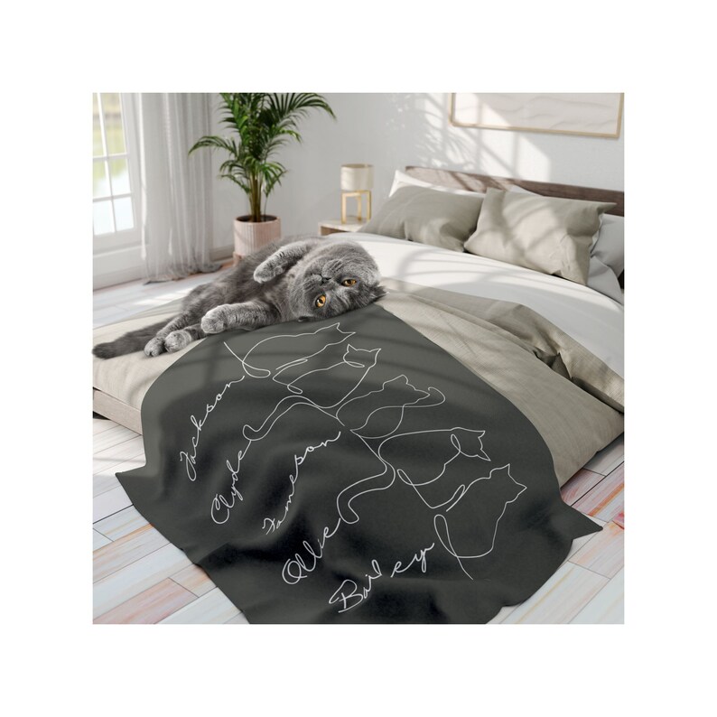 Personalized Blanket for Cat, Cat Blanket, Cat Mom Blanket, Cat Name