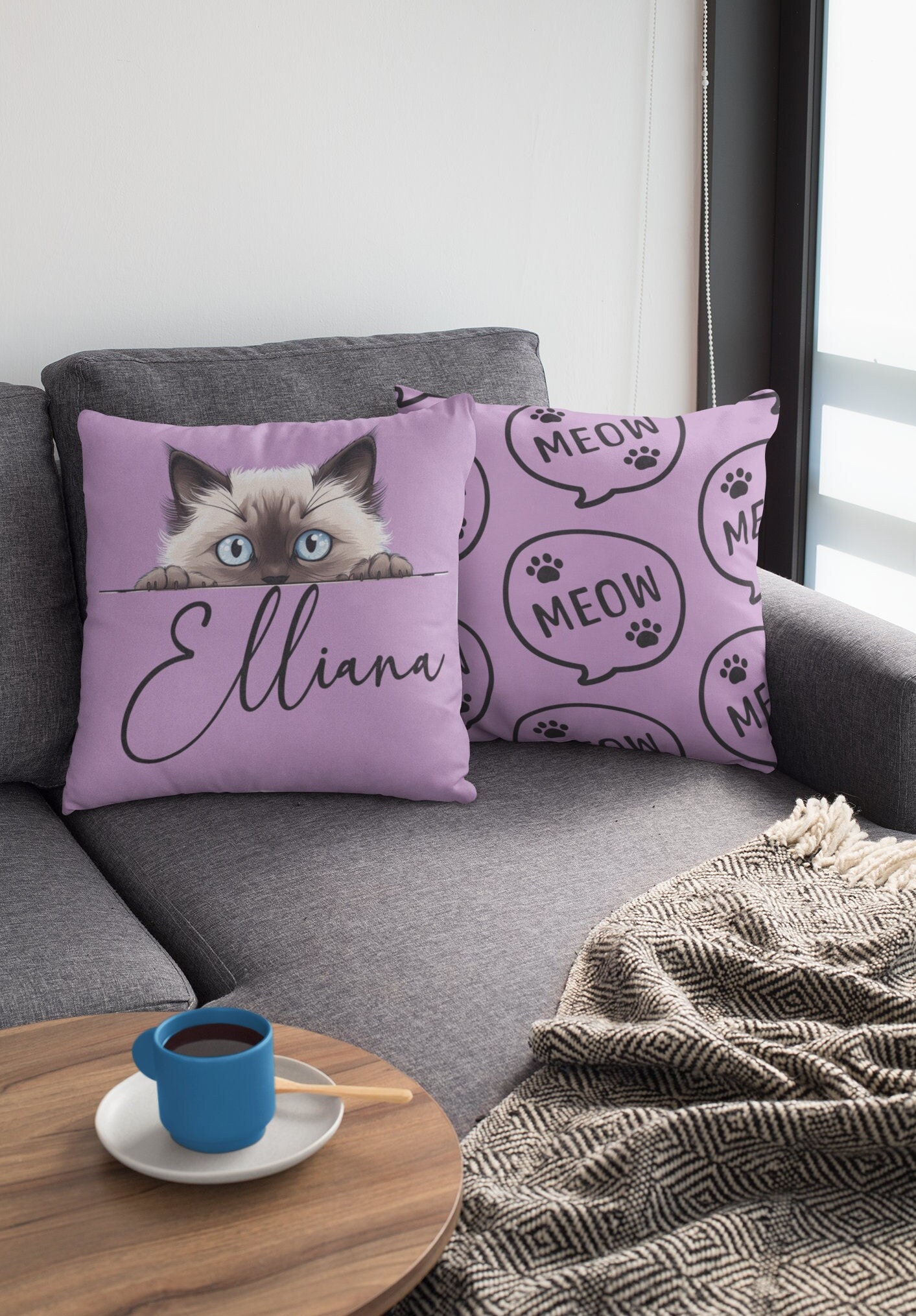 Personalized Cat Mom Fleece Throw Blanket/Quilt - Gift Idea For Cat Owner with up to 5 Cats - Her Cats Were Asleep On Her Lap