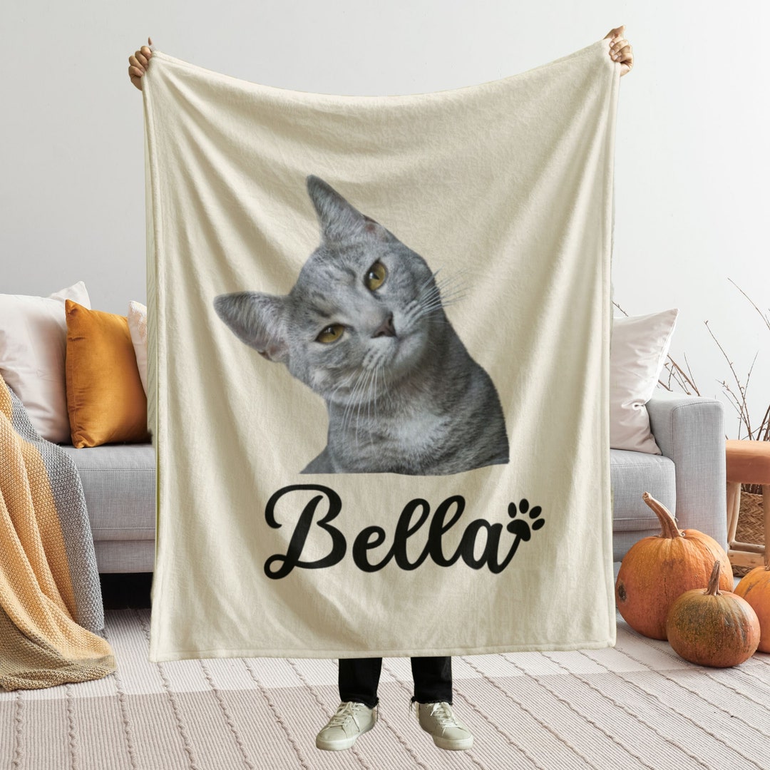Custom Cat Blanket From Photo,pet Name Custom Blanket, Personalized Cat
