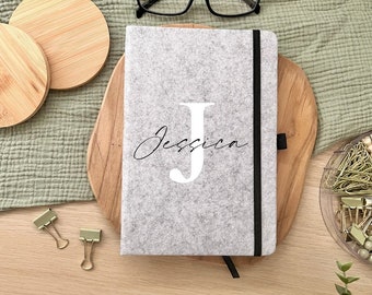 Personalized notebook lined gift felt cover name gift birthday, birthday, diary, colleague employee gift