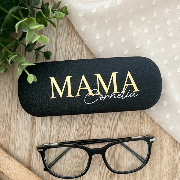 Geschenk personalisiert für Mama individuelles Brillenetui mit Namen / Geschenkidee Ostern in schwarz  zum Muttertag