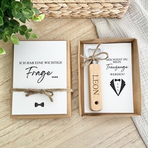 Trauzeuge Frage Geschenkschachtel personalisiert mit Holzflaschenöffner Willst du mein Trauzeuge werden Bräutigam Hochzeit JGA Geschenk
