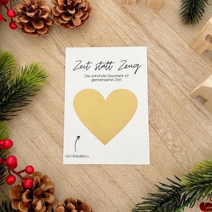 Zeit statt Zeug Rubbelkarte Geschenkkarte individueller Text mit Herz Gutschein Rubbellos zum verschenken Mitbingsel Ostern Geburtstag
