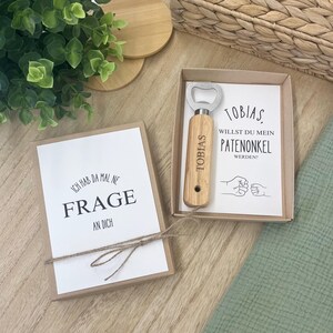 Patenonkel Geschenk Frage Patenschaft personalisiert Geschenkbox + Flaschenöffner graviert mit Namen Möchtest du mein Patenonkel sein