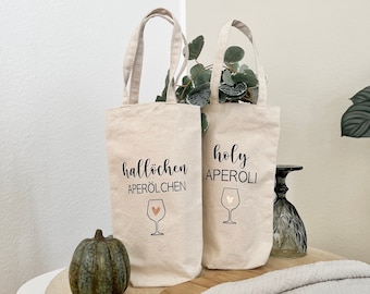 Flaschentasche Aperol Tragetasche für Flachen Holy Aperoli , Hallöchen Aperölchen Geschenkidee Mitbringsel Geburtstag Jga Geschenkverpackung