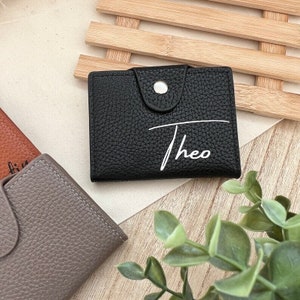 Kartenetui mini wallet personalisiert Namen Geschenk Männer Leder kleine Geschenkidee Visitenkarten Etui Reisen Ostern Geschenk Mann