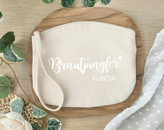 Brautjungfer Kosmetiktasche personalisiert für Hochzeit, Brautparty Geschenkidee Braut Trauzeugin mit Namen individuell JGA Brrautgeschenk