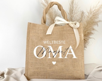 Personalisierte Jutetasche OMA / MAMA Geschenkidee Geburtstag / Muttertag Einkaufstasche Jute nachhaltiges Geschenk