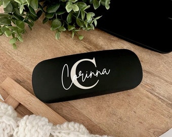 Glasses case personalized hard shell case gift idea glasses wearer storage glasses case initial name gift mom girlfriend aunt