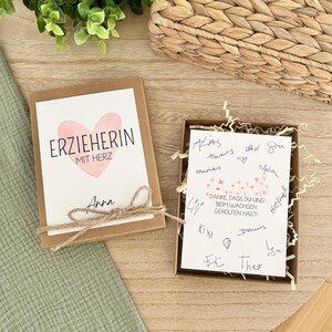 Abschiedsgeschenk Erzieherin Dankeschön personalisierte Schachtelbox Kindergarten , Kita Erzieherin mit Herz