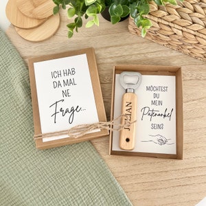 Patenonkel Geschenk Frage Patenschaft personalisiert Geschenkbox + Flaschenöffner graviert mit Namen Möchtest du mein Patenonkel sein