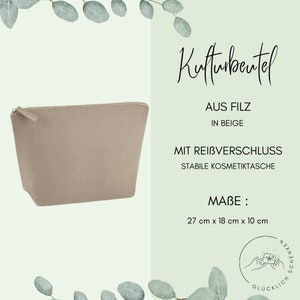 Kosmetiktasche personalisiert Name Beige Filz individuelles Geschenk Frauen Geschenkidee Geburtstag Kulturbeutel für Damen Bild 4