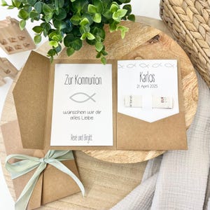 Geldgeschenk Taufe Pocketfolder Karte zur Kommunion Taufgeschenk mit Namen Konfirmationsgeschenk personalisiert Geld Geschenk zur Taufe