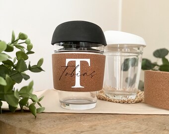 Kaffeebecher to go personalisiert, Kork Tasse Name, geschenkidee Ostern, Geburtstag Becher Männer Frauen Teebecher